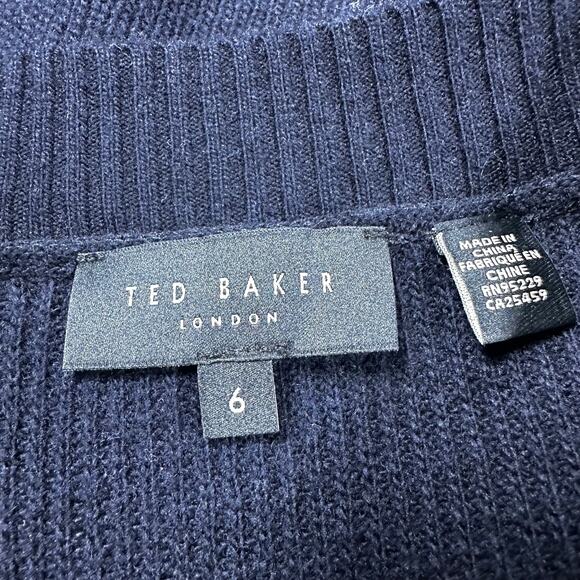 Ted Baker Rashell Cashmere Blend Crew Neck Sweater Navy Blue Size 6 (US 14) EUC - Picture 4 of 10